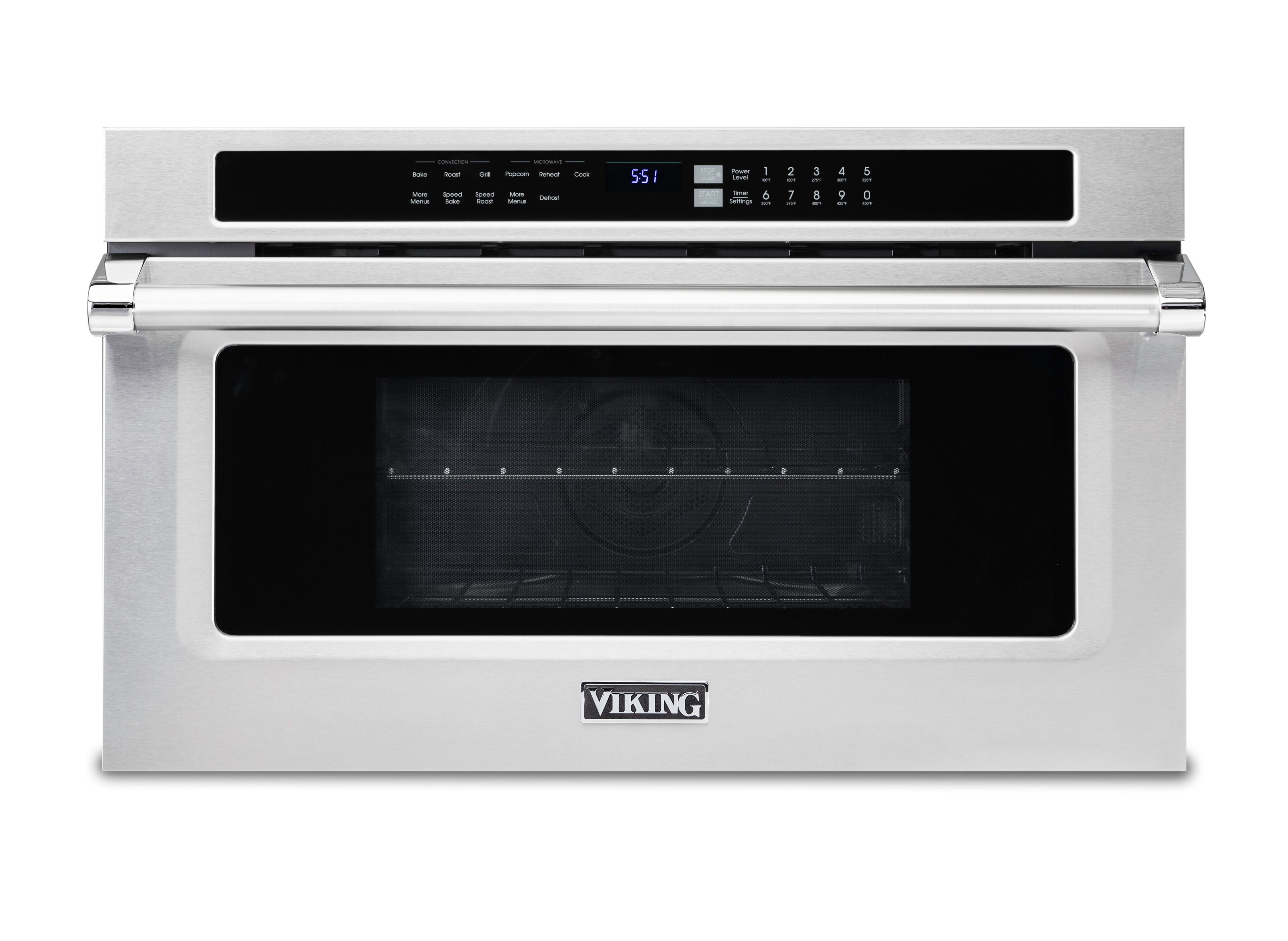 Stainless steel Viking built-in wall oven with digital touch controls prepared for diagnostic service